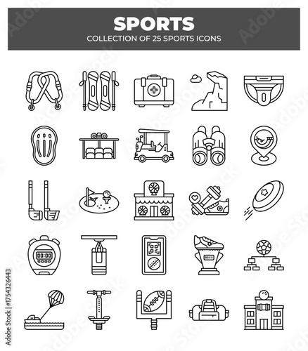 Collection of 25 Sports Icons.  A Visual Guide to Various Sports and Activities