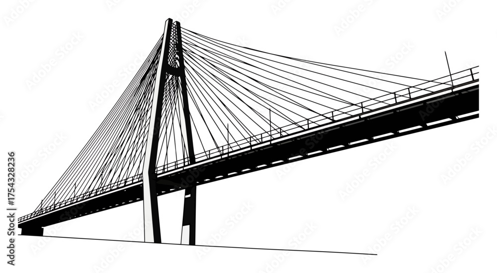 Obraz premium Minimalist Abstract Bridge Lines Vector Art, Modern Architecture Design