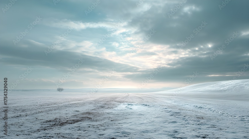 Fototapeta premium Silent Field – Minimal Snow Landscape