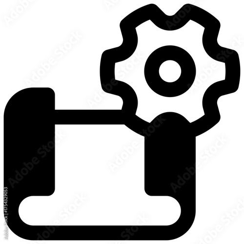 Project management. Outlined stroke vector icon with black-filled details.