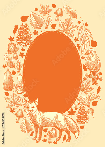 Autumn Vintage Frame Illustration Design