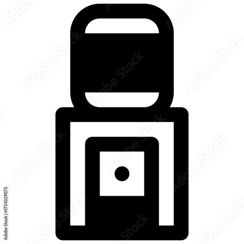 Water cooler. Outlined stroke vector icon with black-filled details.
