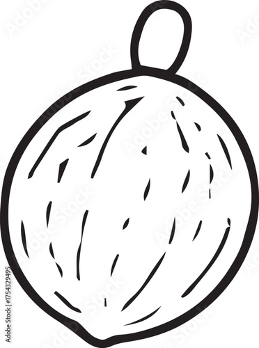 Hand-drawn doodles of nuts in black and white. Minimal eco-friendly Christmas illustration for greeting cards, wrapping paper, posters, and sustainable holiday designs.