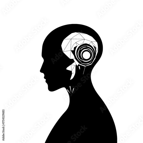 the evolution of thought: a conceptual illustration of artificial intelligence merging with human consciousness
