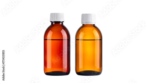 Cough syrup bundle with liquid medicine bottles isolated on transparent background