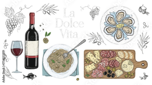 La Dolce Vita Italian Culinary Delights with Wine, Pasta, and Appetizers