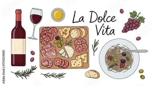 Delicious Italian Food and Wine Collection An Illustrated Celebration of Mediterranean Cuisine and Good Living