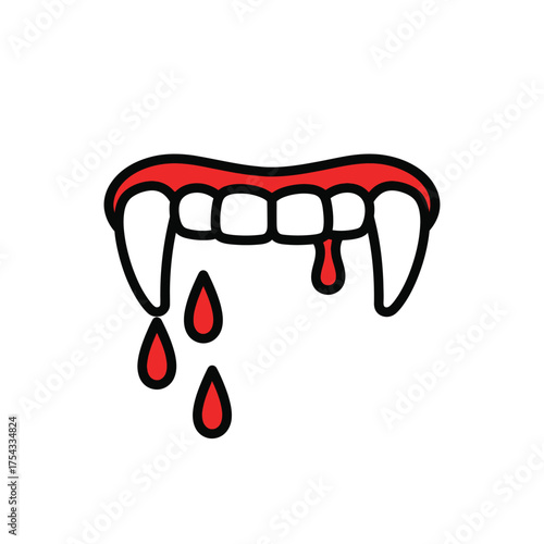 Vampire Fangs with Dripping Blood - Spooky Halloween Icon