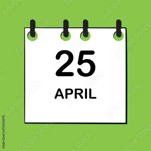 April 25. Daily Calendar icon for design. Simple design for business brochure, flyer, print media, advertisement. Easily editable.