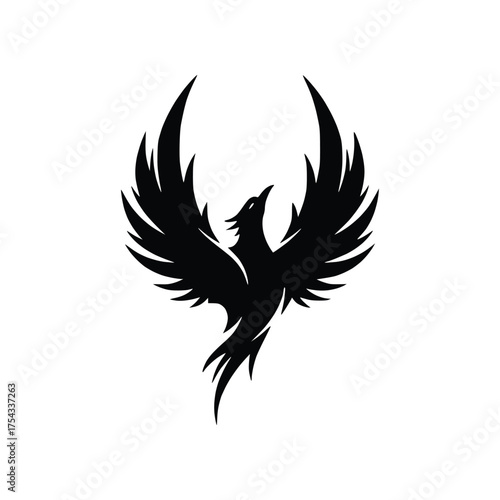 Fierce Phoenix Bird of Fire Vector Mascot Illustration