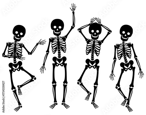 Dancing Skeleton, Funny Halloween, Bone Clipart, Spooky Decor, Horror Art
