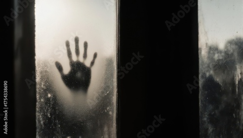 Eerie Handprint on Glass - A Haunting Silhouette.