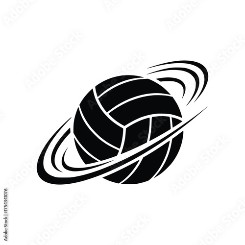Volleyball with Orbital Rings Vector Logo