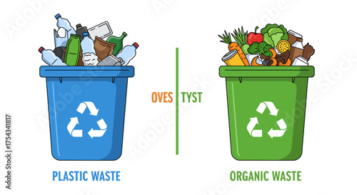 Green Organic Waste Bin Filled with Food Scraps and Vegetable Matter for Composting.