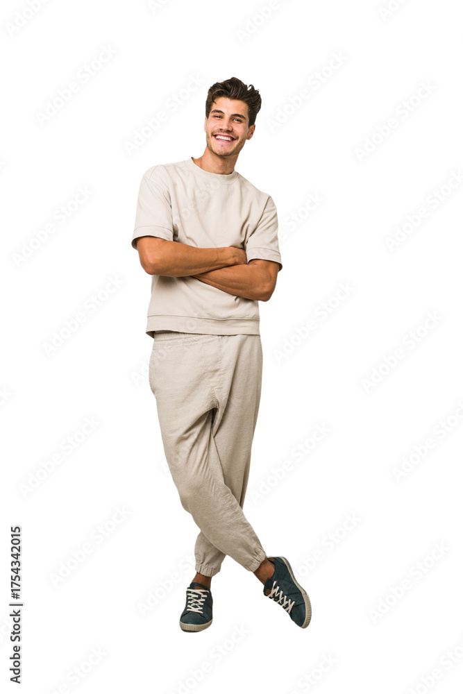 Naklejka premium Young caucasian man full body isolated on white background