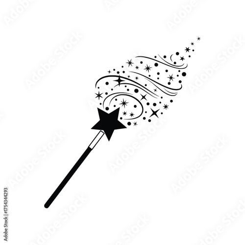 Magic Wand Star Dust Spell Vector Illustration