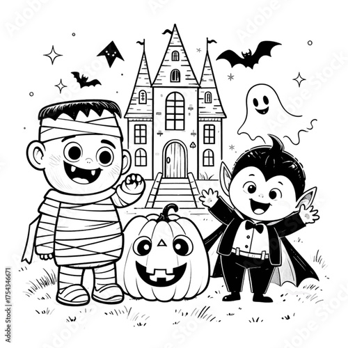 halloween pumpkin and ghost