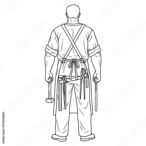 Classic Blacksmith Line Art – Blacksmith Vector Illustration Displaying Clean Metalwork Style – Blacksmith Drawing – Line Art Drawing of Blacksmith – Blacksmith Icon