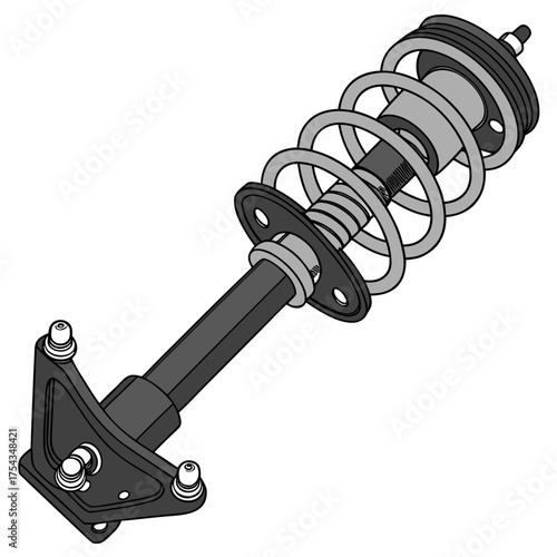 Car shock absorber isolated on white background