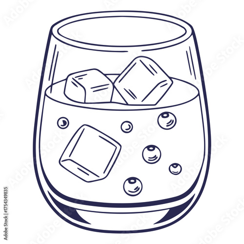 Cocktail glass. Drawn cocktail glass. Glass sketch. Vector illustration