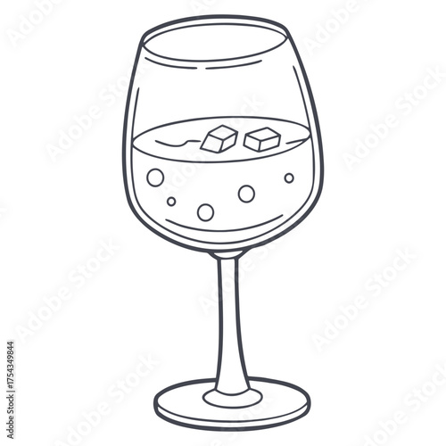 Cocktail glass. Drawn cocktail glass. Glass sketch. Vector illustration