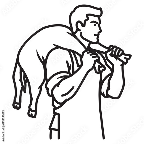 Established Butcher Line Art – Butcher Vector Artwork with Neat Clean Figure Form – Butcher Drawing – Vector of Butcher – Butcher Sketch