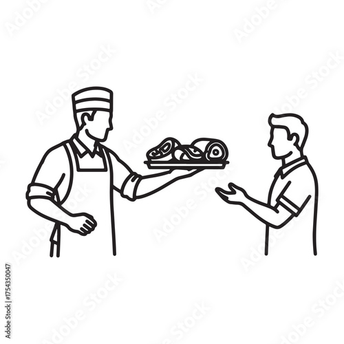 Dedicated Butcher Line Art – Butcher Vector Illustration with Polished Minimal Contour – Butcher Drawing – Line Art Drawing of Butcher – Butcher Icon