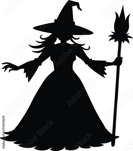 Witch silhouette vector illustration