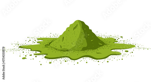 Pile of Vibrant Green Matcha Powder Illustration.