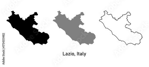 Lazio Region of Italy map vector illustration. map in outline style, black color, gray color.