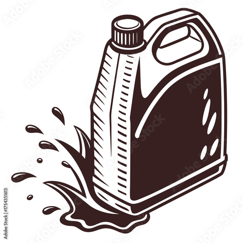 Oil Can Spillage Graphic Illustration 
