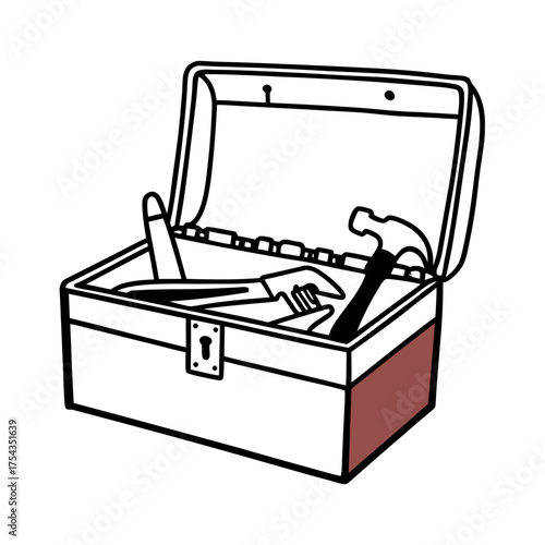 Open toolbox with different repair tools illustration