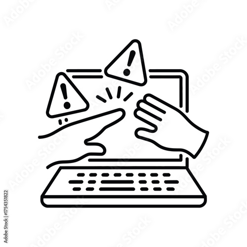 Alerts and interference on a laptop screen