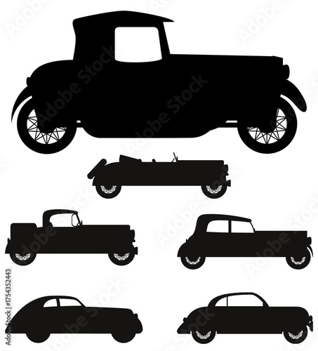 retro car black silhouette cartoon stock vector illustration isolated on white background