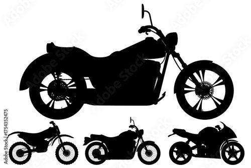 motorcycle bike black silhouette cartoon stock vector illustration isolated on white background