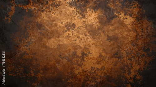 Abstract vector illustration featuring a textured, weathered copper background with dark edges and a warm, inviting gradient effect for design projects.