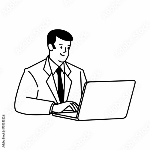 handsome businessman with laptop isolated on white