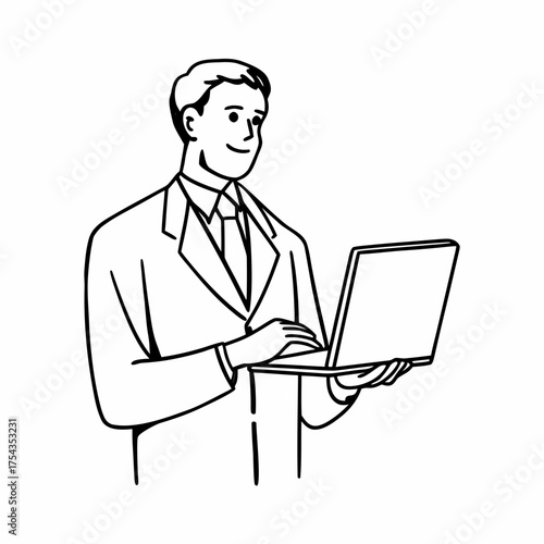 handsome businessman with laptop isolated on white