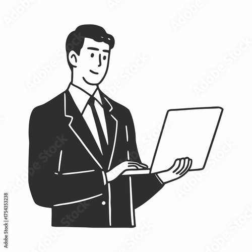 handsome businessman with laptop isolated on white