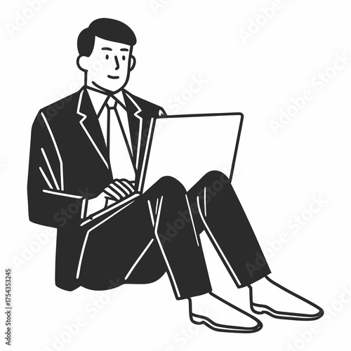 handsome businessman with laptop isolated on white