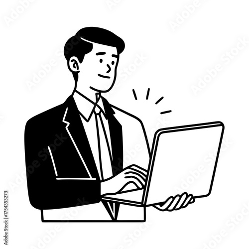 handsome businessman with laptop isolated on white