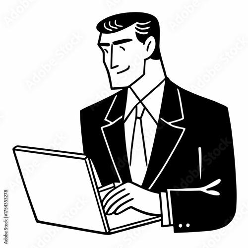 handsome businessman with laptop isolated on white