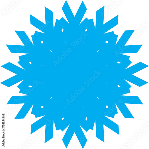 Single Blue Soft Rounded Snowflake Silhouette