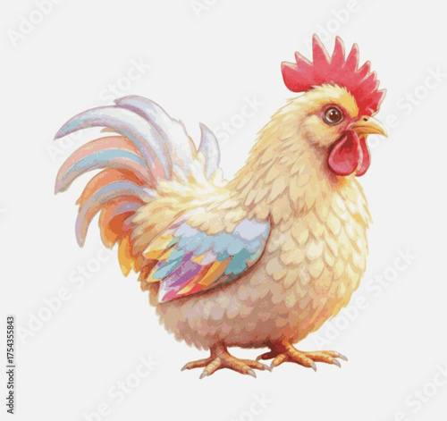 Sacred Rooster Bantam isolated watercolor vector illustration svg