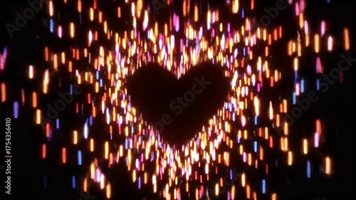 Sparkling Heart Shape Animated Abstract Background Festive Lights