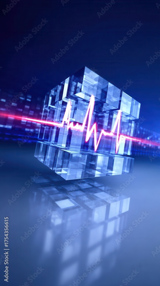 Fototapeta premium heart rhythm visualization 3d graph, continuous monitoring, interactive program report