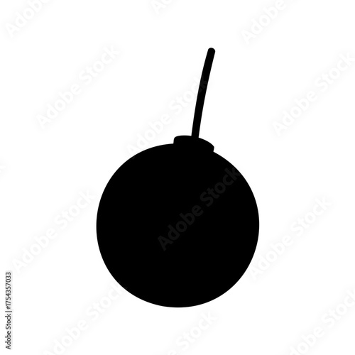 Single black bomb icon against white background, classic cartoon style illustration