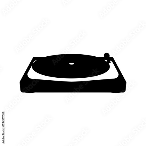 Silhouette of a vintage turntable or record player with stylus arm