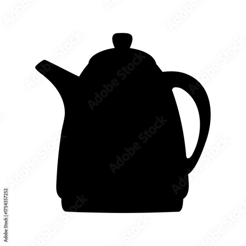 Elegant black teapot silhouette, a timeless kitchen essential for brewing tea