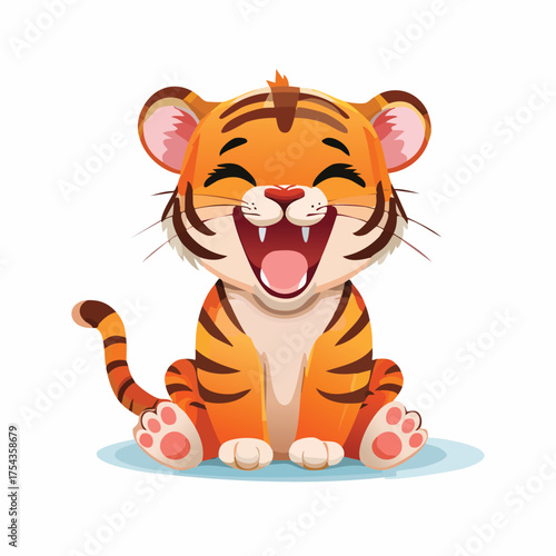 Cheerful orange kitten giggling gleefully